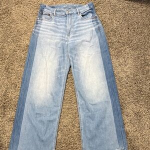 American Eagle Outfitters Two-Tone Blue Wide Leg Jeans